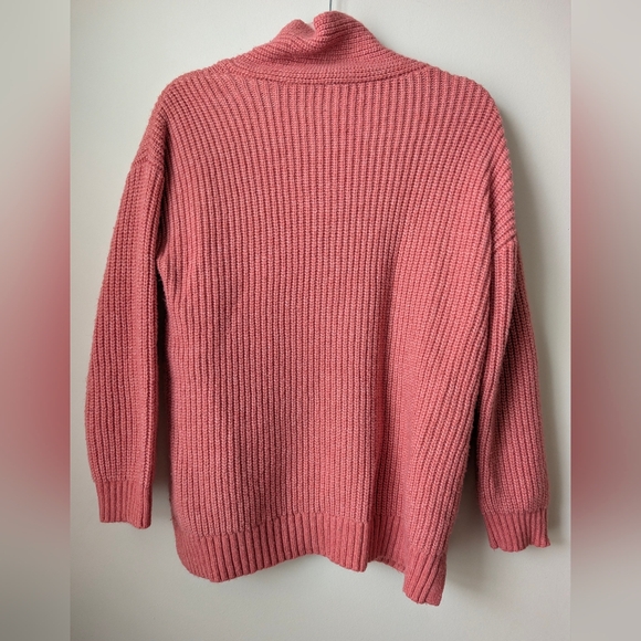 Talbots Shawl Collar Coral Shaker Stitch Pullover Sweater Size Medium - Picture 4 of 5